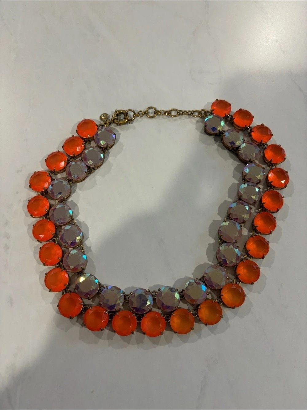 J.Crew Crystal Brulé Statement Necklace Orange & Purple Statement Necklace